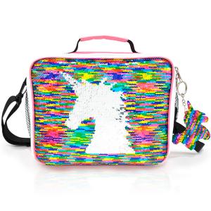China Unicorn Flip Sequin Girls Nylon Insulated Lunch Tote wholesale