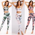 Custom Athletic Apparel Printing Floral Crop Top + Yoga Leggings Trousers
