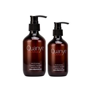 China 200ml PET Amber Bottles With Pump / Foundation Cosmetic Packaging Bottles wholesale
