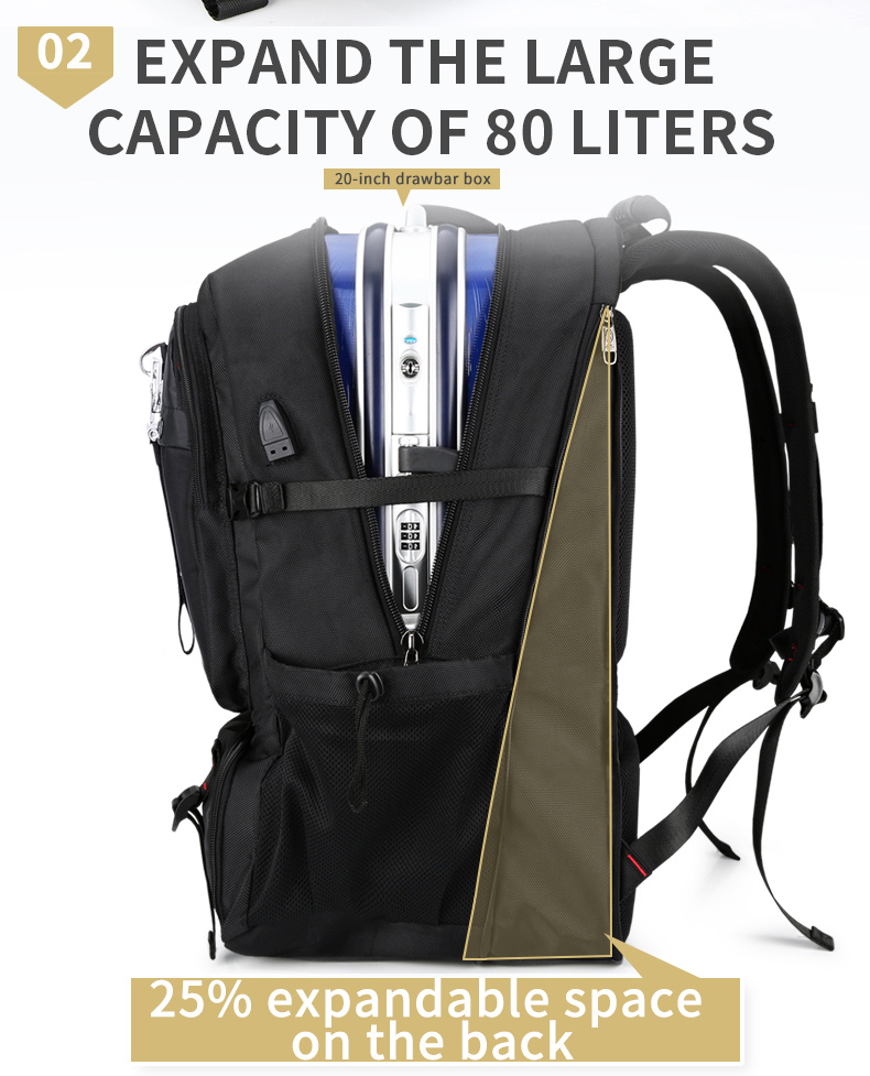Multifunctional Super Large Backpack 80 Litre Travel Backpack Fashionable