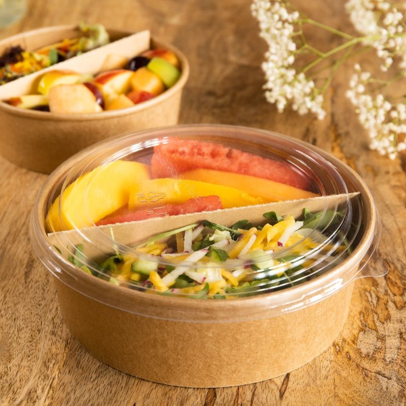 Sturdy 1000ml Disposable Paper Salad Bowls Environmental Friendly