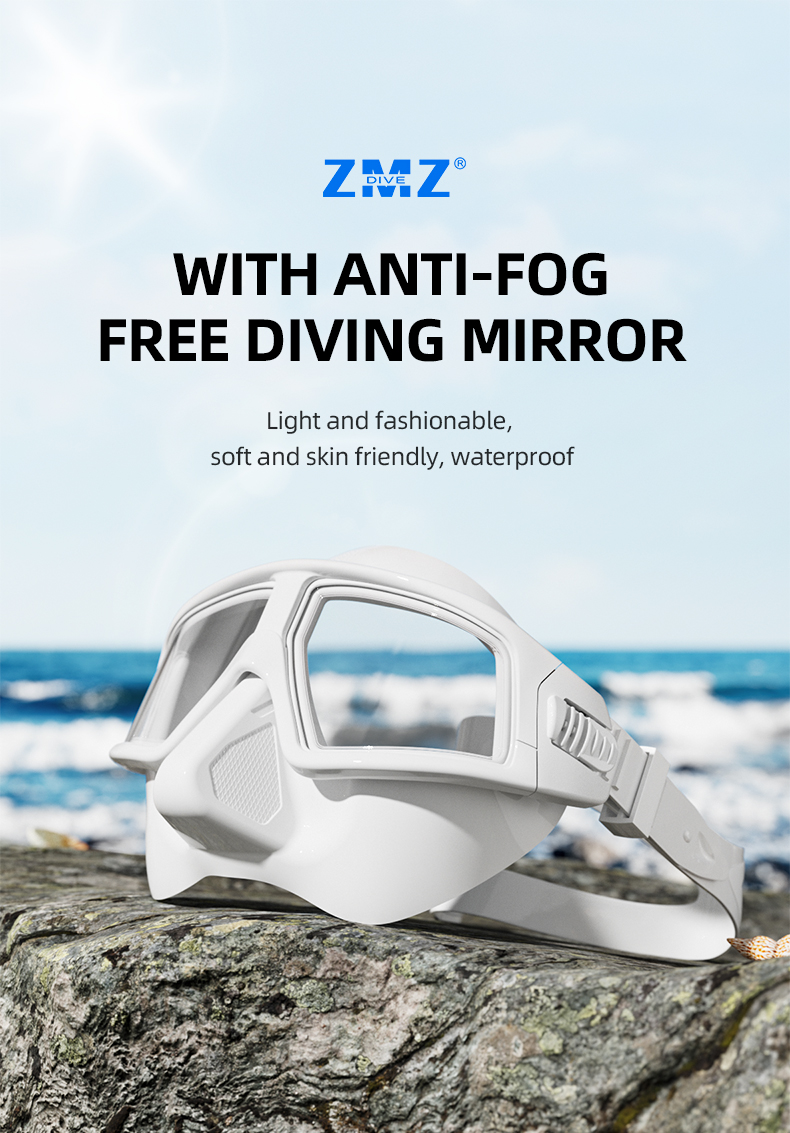 Silicone PC Freediving Goggles Non Fogging Snorkel Mask UV400 Protection