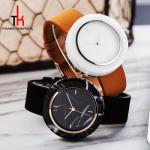 Black Marble Face Watch Mens Genuine Leather Straps Water Resistant 3 Atm