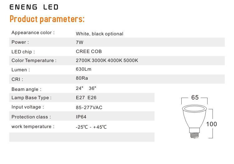 high lumens 85LM/W E27 7W 9W led par20 spot light with cob led led par20 light Track lamp to Replace 30W metal halide