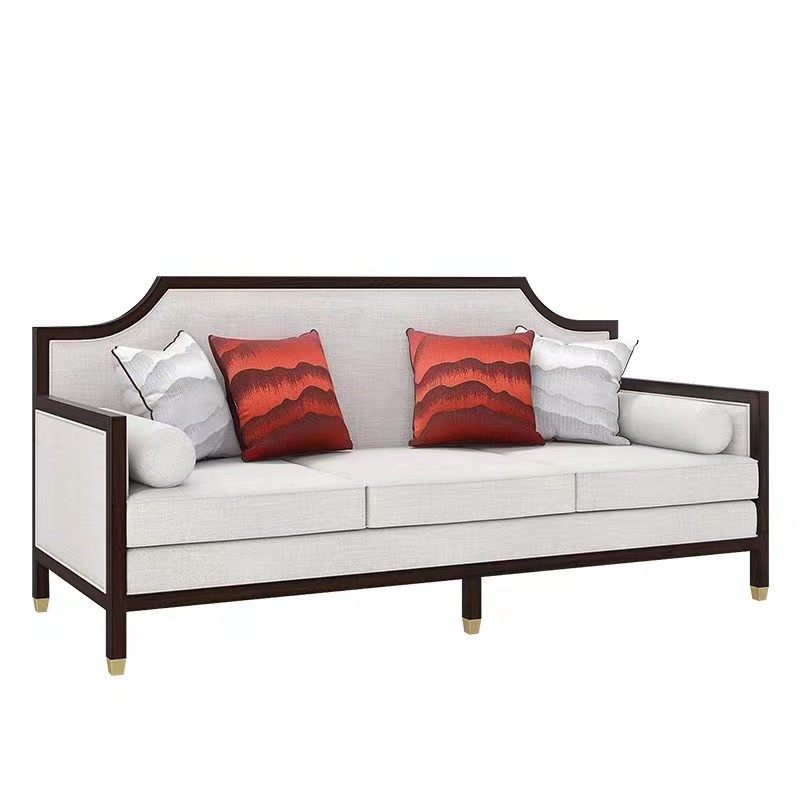 Ergonomic Custom Upholstered Sofa New Chinese Style Furniture 225*84*95cm