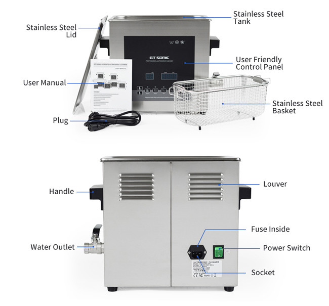 SS 6L Automatic Ultrasonic Cleaning Machine Parts Ultrasonic Cleaner With Digital Timer