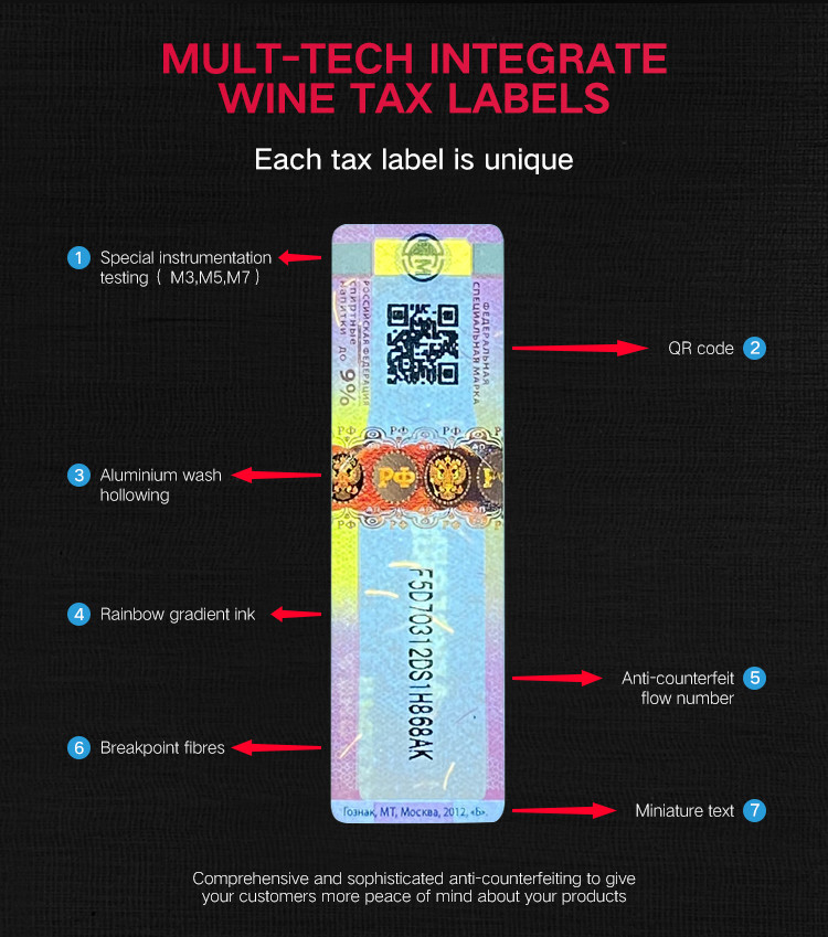 Custom Tobacco Cigarette Tax Stamp Labels Anti Counterfeiting Security Paper