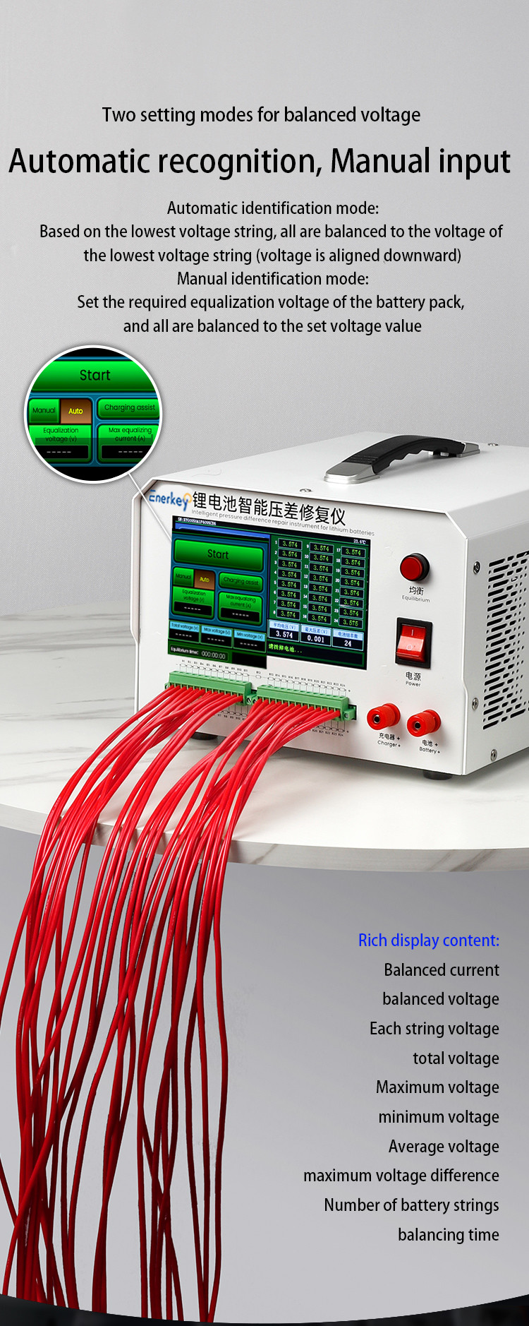 1A-7A 24S Intelligent Battery Repair Machine for NCM/LFP/LTO Battery 12V-102V 4.3inch Colorful Display