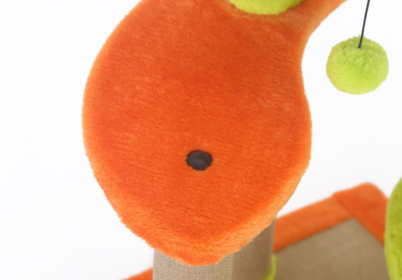 Four Story Kitten Climbing Frame Green / Orange Color Beautiful With Gazebo