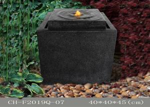 China Stone Effect Square Polyresin Led Light Water Fountain Outdoor wholesale