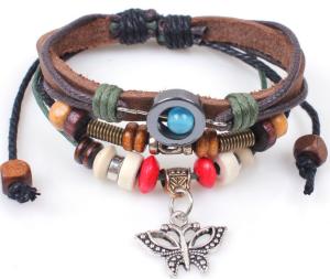 China Nimesulide Muzhu butterfly fashion bracelet bracelet handmade leather bracelet wholesale