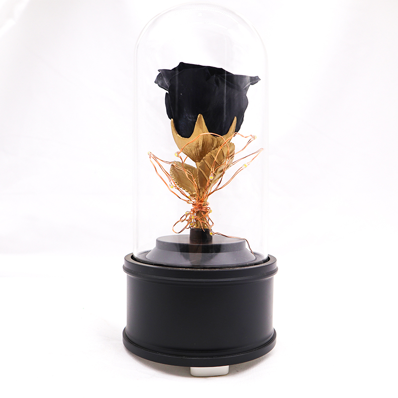 Customized Color Preserved Rose Glass Dome Bluetooth Speakers For Home Decoration