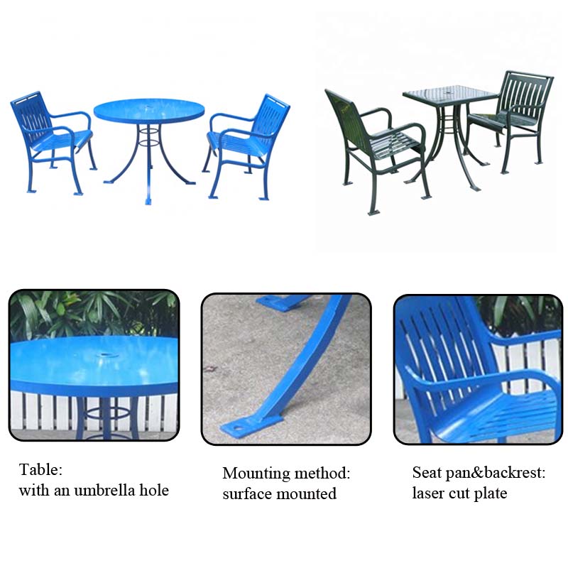 Modern Mild Steel Outdoor Table Benches Waterproof Anti Rust Durable
