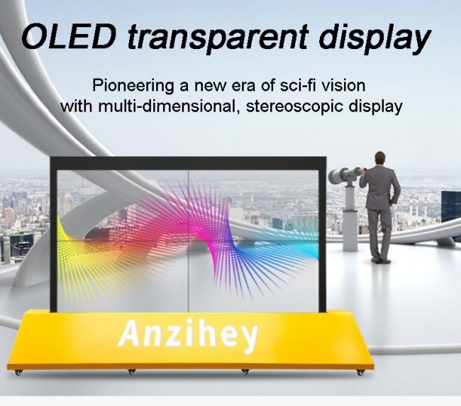 Android Operating System See Through Display Custom 55 Inch Transparent OLED Cabinet for Store Mall Exhibition Museums