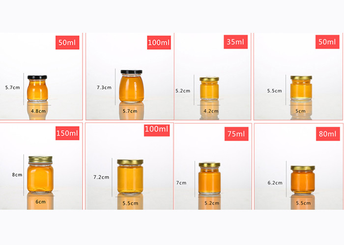 Mini Glass Honey Jars , Empty Honey Bottles 25ml 35ml 75ml 100ml