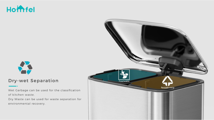 2 Division 3L*2 Capacity Stainless Steel Recycle Bin for Stylish Waste Management