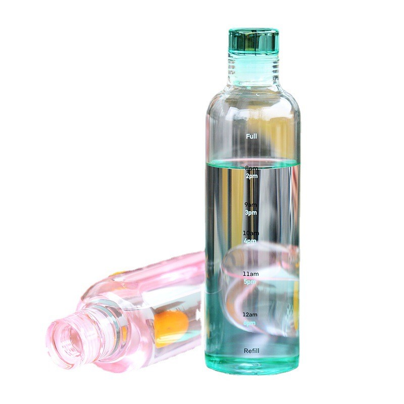 Convenient Large Capacity Sustainable Simple Time Reminder Water Bottle High Transparency Thickened Clear Glass Beverage Bottles 500ml/750ml