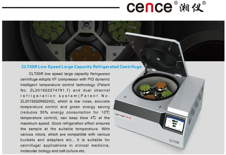 CLT55 Medical Centrifuge Machine With 4x750ml Swing Rotor 40x15ml Angle Rotor