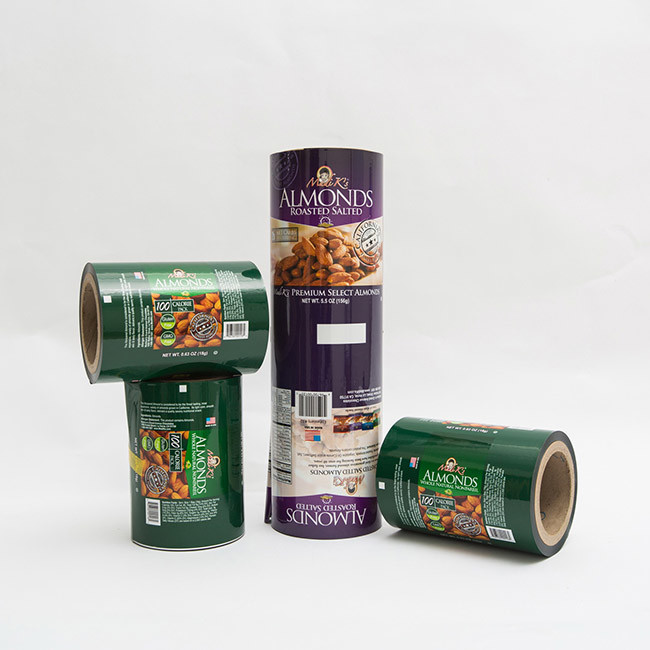0.63OZ Almond Food Packaging Film Wrap Plastic Film Roll Logo Printed
