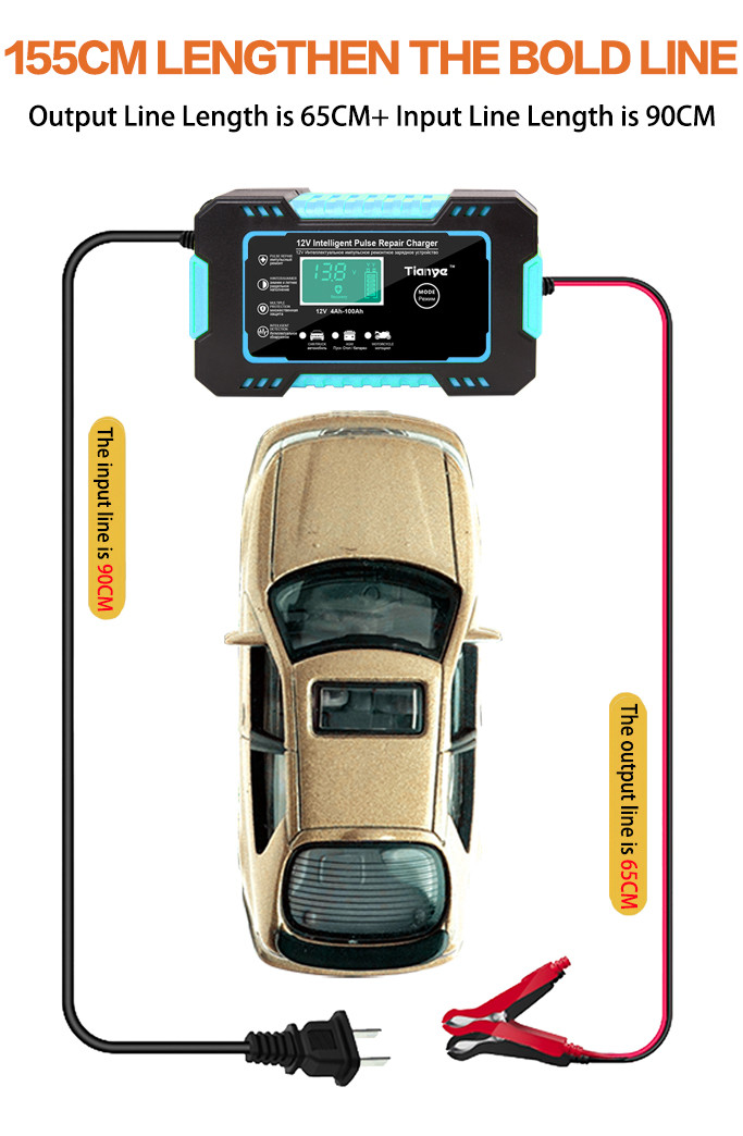 12V 24V AGM GEL Battery Intelligent Pulse Repair Charger Portable