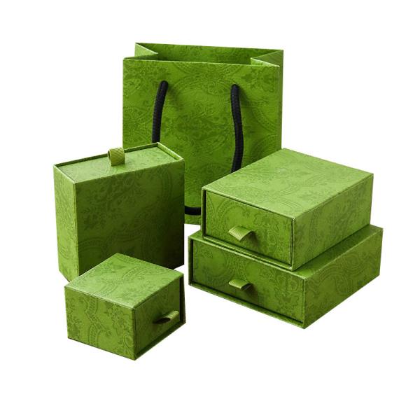 CUSTOM LOGO Wholesale Customizable Factory Green Drawer Box Jewelry Box Ring Earring Pendant Necklace Bracelet Jewelry Packaging Box