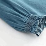 100% Cotton Children Slim Fit Long Ruffles Sleeve Denim Tops With Wood Button