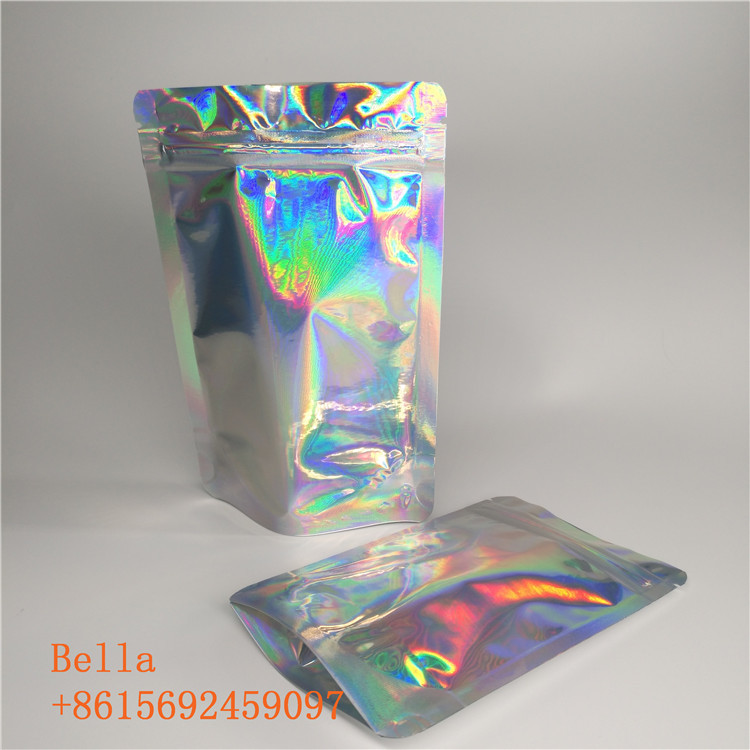 Holographic Packaging Stand Up Zipper Pouch Bags Customization Printed Plastic