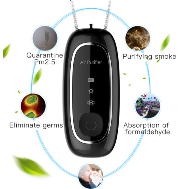 Mini Portable Wearable battery powered Air Purifier Necklace ionizer Negative Virus