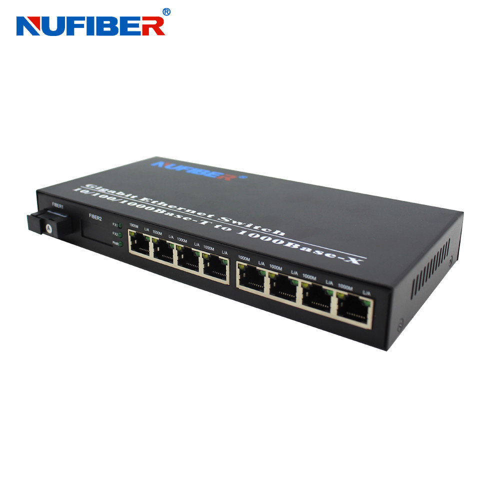 OEM ODM Rj45 8 Port Network Switch With Single Fiber SC 1310nm 1550nm
