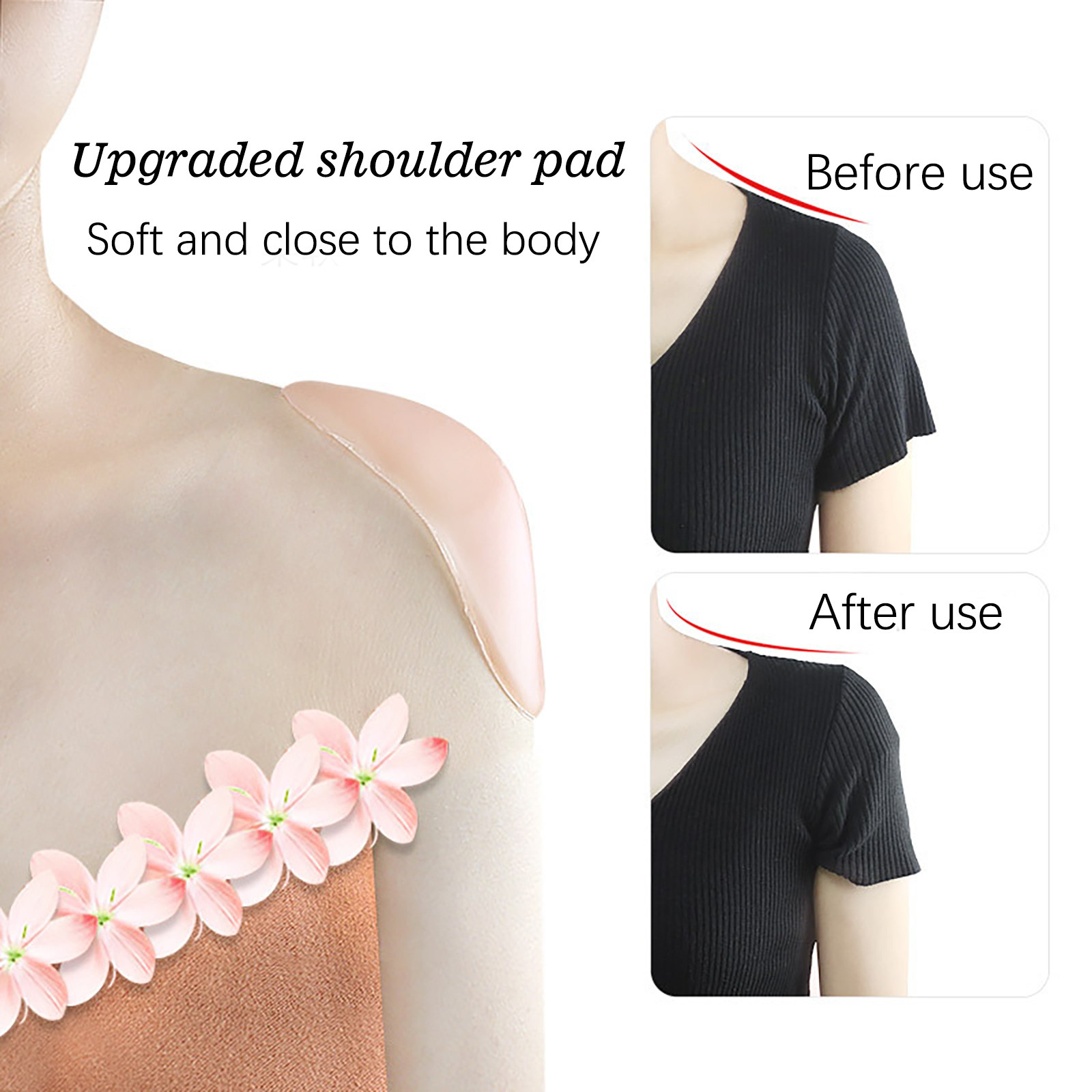 Hot Sale Waterproof Invisible Silicone Soft Magic Push Up Shoulder Pads For Women