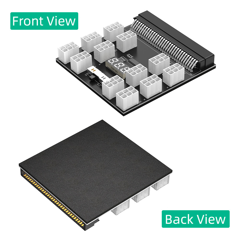 12 x 12V PCI-E 6Pin Female Connector PSU Breakout Board For HP 1200W 1000W 750W Server Power Supply
