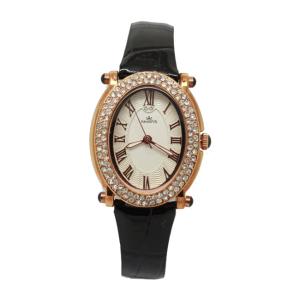China OEM Oval Alloy Case Diamond Quartz Watch White Leather Band Quartz Watch For Ladies wholesale