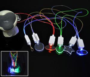 China LED voice controlled light necklace 50cm TPU+ABS logo customized wholesale