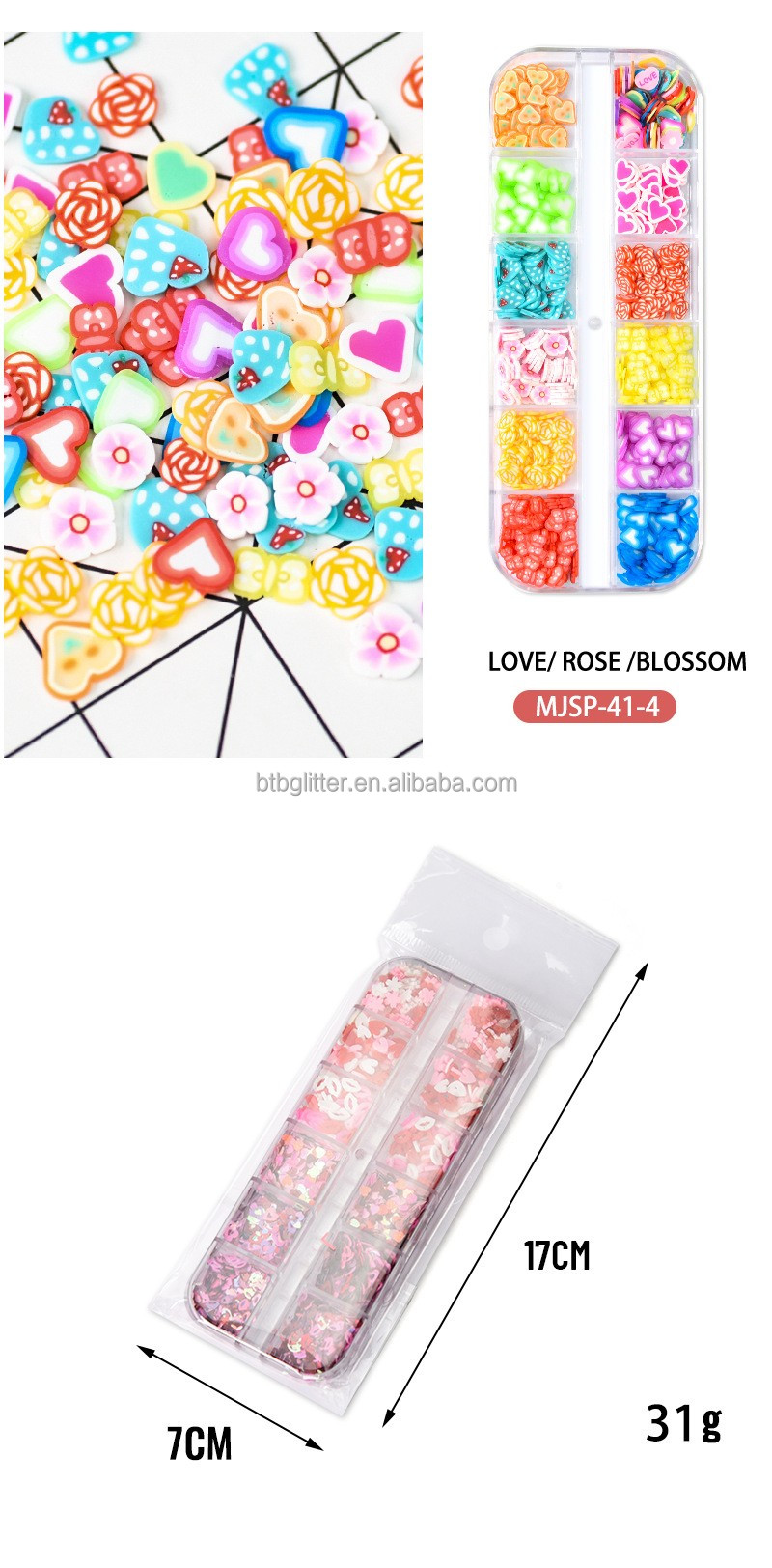 Nail Art Custom Shape Polymer Clay Slices for San Valentin Sprinkles Resin Crafts and DIY Crafts Accessories