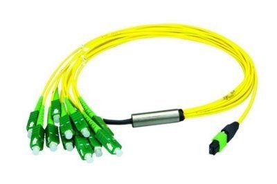 SC / APC 12 Fibers MPO Breakout Cable Yellow Color For Storage Area Network