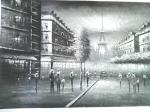 Classic Oil Painting Paris Black And White ，Palette Knife Landscape Painting