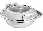 Round Chafing Dish Hydraulic Lid with Glass Window Optional φ35cm 6.0Ltr Food