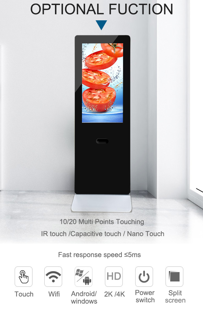 Capacitive Touch web based CMS Floor Standing Digital Signage LCD