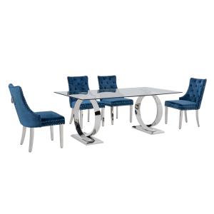 China 12mm Tempered Glass Dining Table With Stainless Steel Legs 200cm wholesale