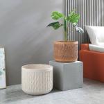 Frost Resistant Patio Fiber Clay Planters Round Shape