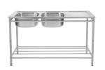 Hotel Two Bowl One Drain Kitchen Stainless Steel Sink Stand Noise Elimination