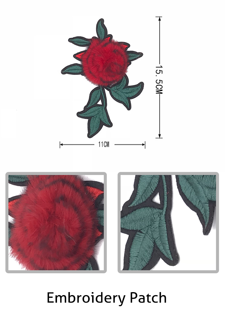 Classic Rose Embroidery Designs Patches Custom Color For Decorate Apparel