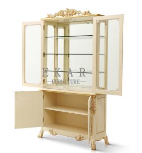China Oval Curio Cabinet 4 Doors Living Room Cabinets With 3 Glass Shelves FJ-138 wholesale