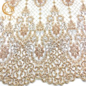 China Embroidery Handmade Gold Colour Lace Material MDX Lace Fabric For Wedding Dress wholesale