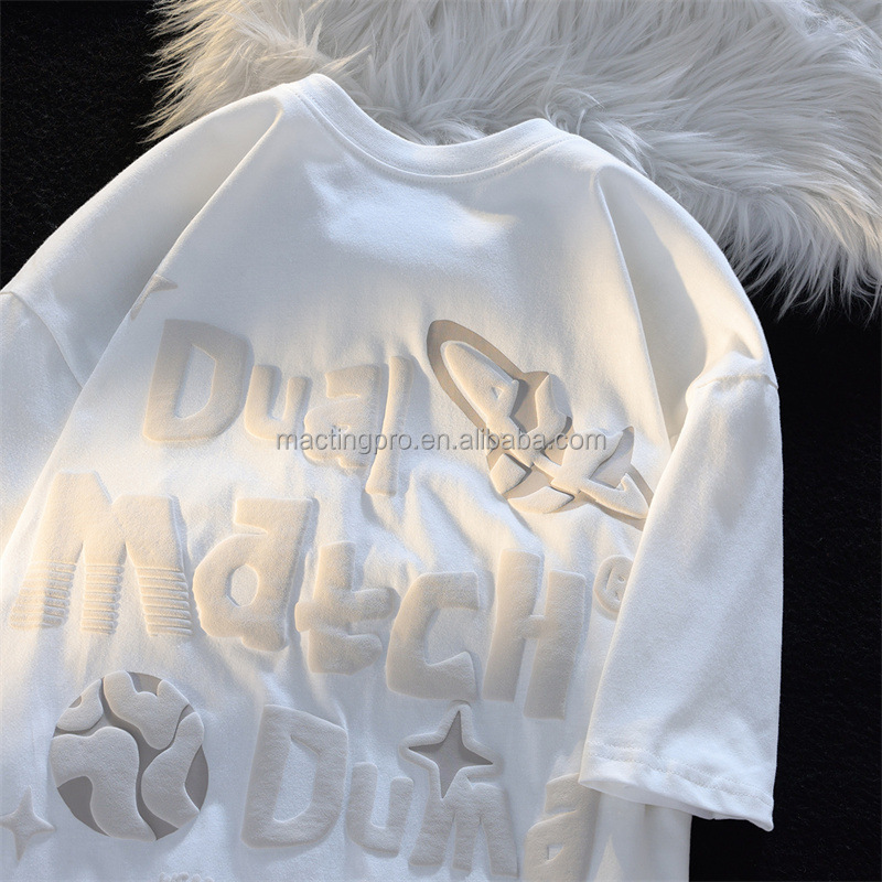 Men's Oversized Letter Puff Print T-Shirt with Needle Detection and Custom Print