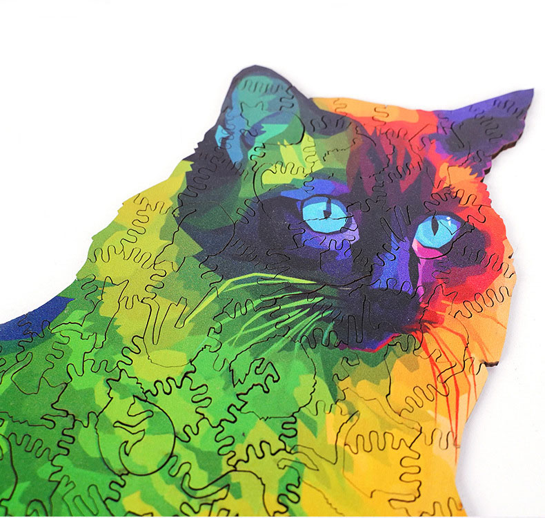 Rainbow Cat Discomforts Cat Alien Unisex Wooden Puzzle for Adults Perfect Birthday Gift