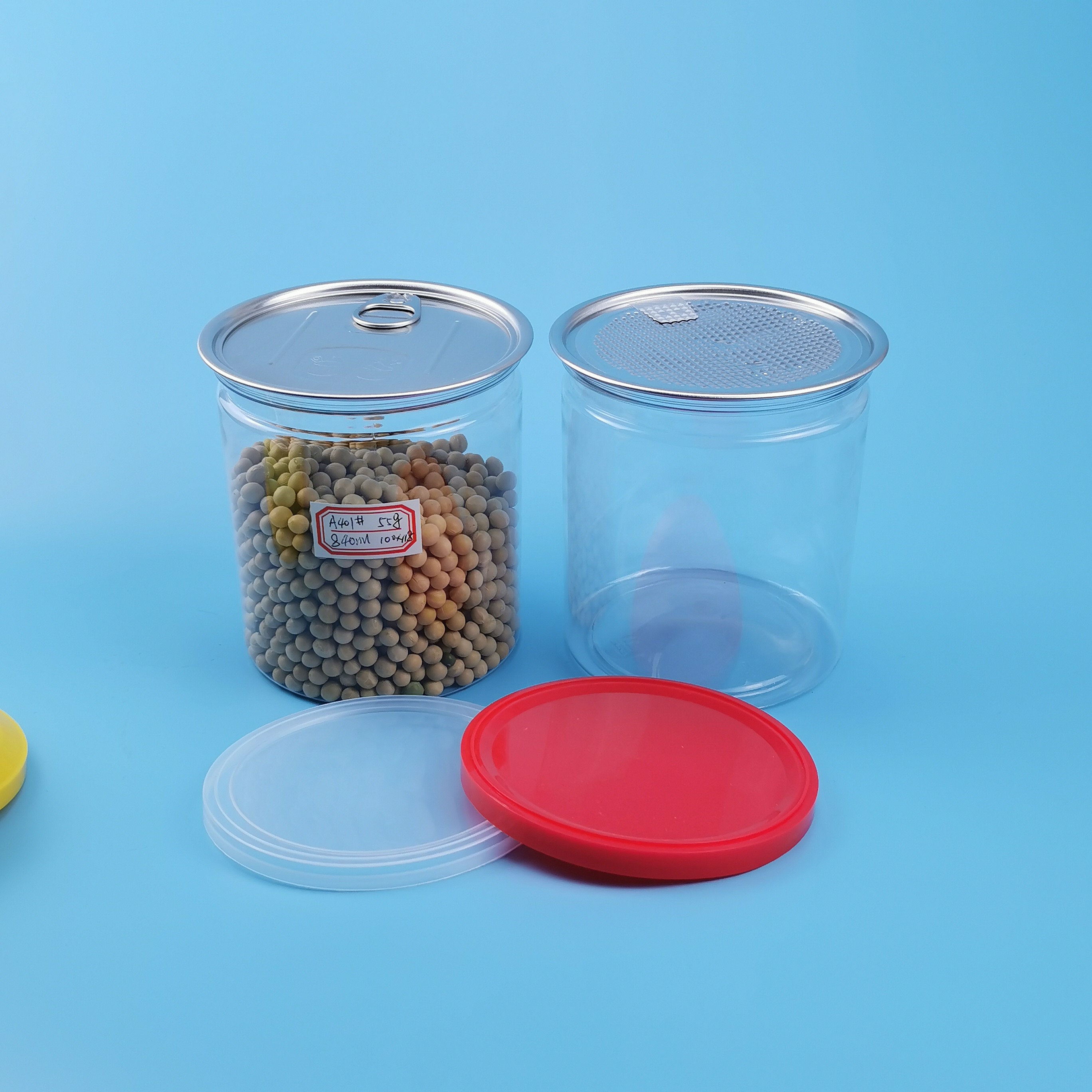 0.4L 0.5L Easy Open End PE Cap Plastic Food Jars
