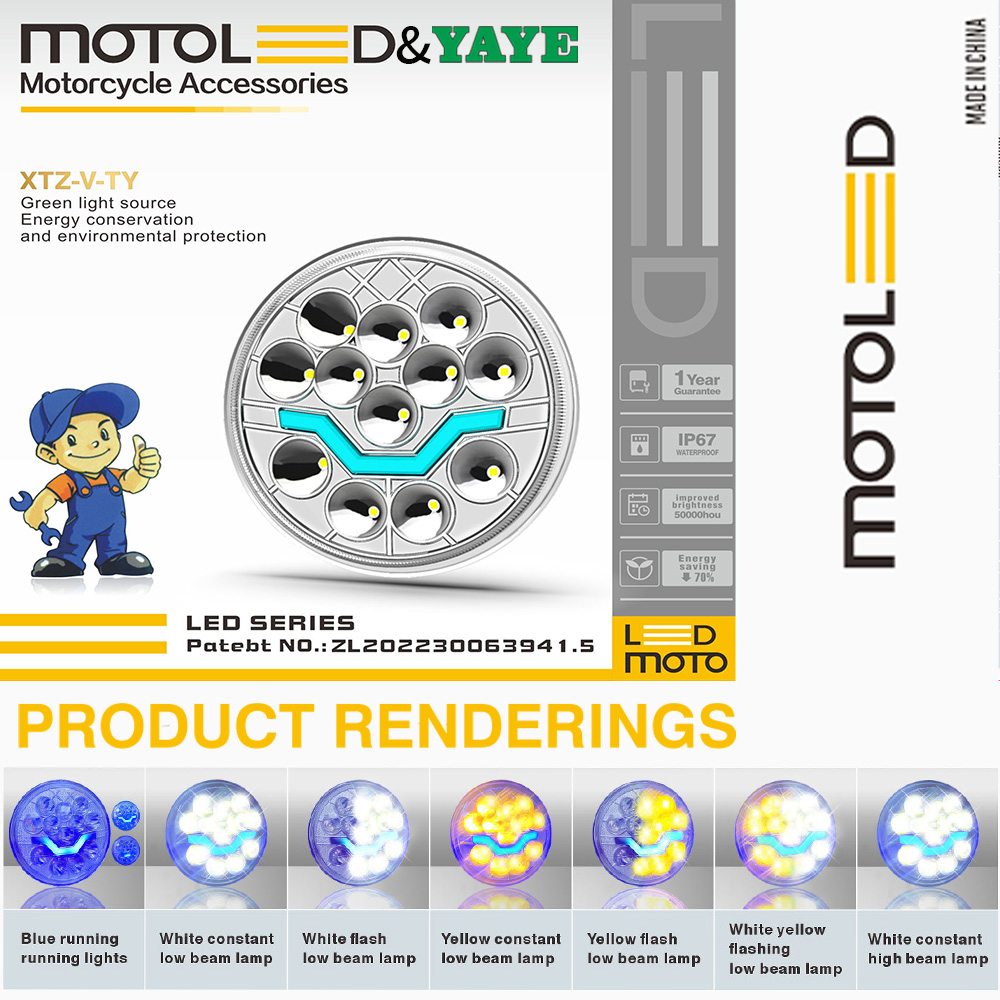 YYXTZ-V-TY LED Dual Color GN125 Motorcycle Headlight with 3030SMD Lamp Bead Chip