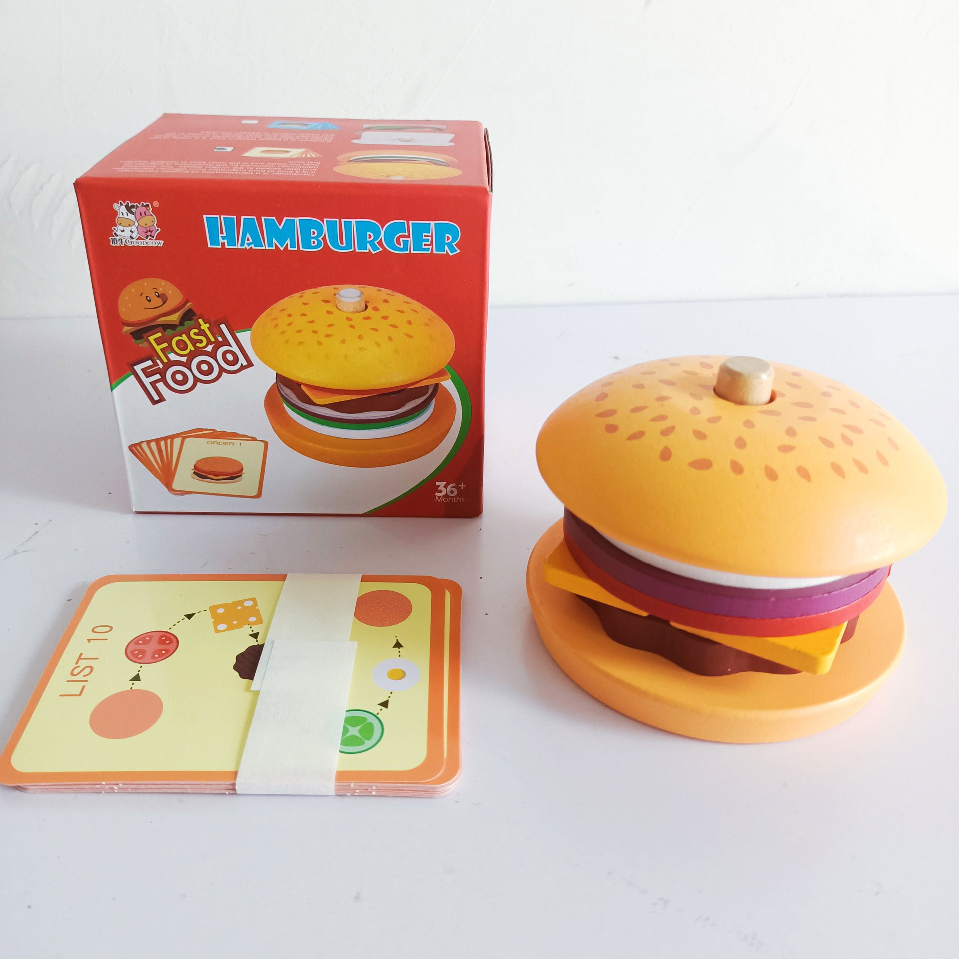 CPC CE Simulation Wooden Hamburger Sandwich Set Unisex Toy for Ages 0 to 24 Months