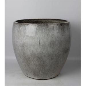 China Round Grey Ceramic Outdoor Plant Pots 16'' 20'' 25'' wholesale
